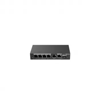 Valdomas PoE jungiklis RUIJIE RG-ES206GS-P — L2, 6x Gigabit RJ-45, 1x SFP, 4 PoE prievadai (54 W biudžetas), 12 Gbit/s, debesų valdymas