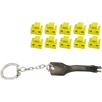Tinklo RJ45 prievado užraktas ShiverPeaks BS08-01032, geltonas, 10 spynų su 1 raktu
