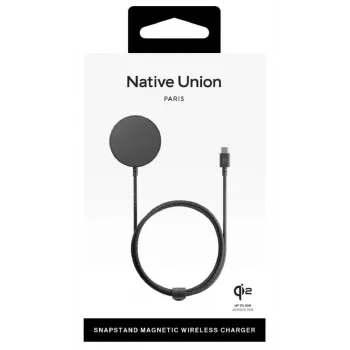Belaidis stovo įkroviklis native union Snapstand Qi2 USB 1,5 m laidas Juodas