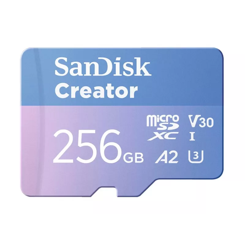SanDisk Creator microSDXC atminties kortelė 256GB, skaitymas iki 190 MB/s