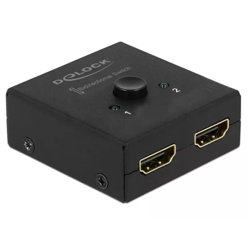 DeLock HDMI 2 į 1 dvipusis 4K 60 Hz kompaktiškas vaizdo/garso jungiklis - Mažmeninė dėžutė - 2 x HDMI - stalinis (64072)