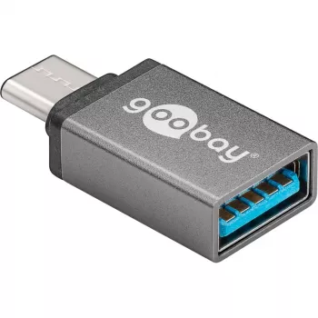 Wentronic Goobay USB-C™ Adapter - USB 3.0 A lizdas, pilkas - skirtas USB-C™ ir USB-A įrenginių prijungimui (56621)