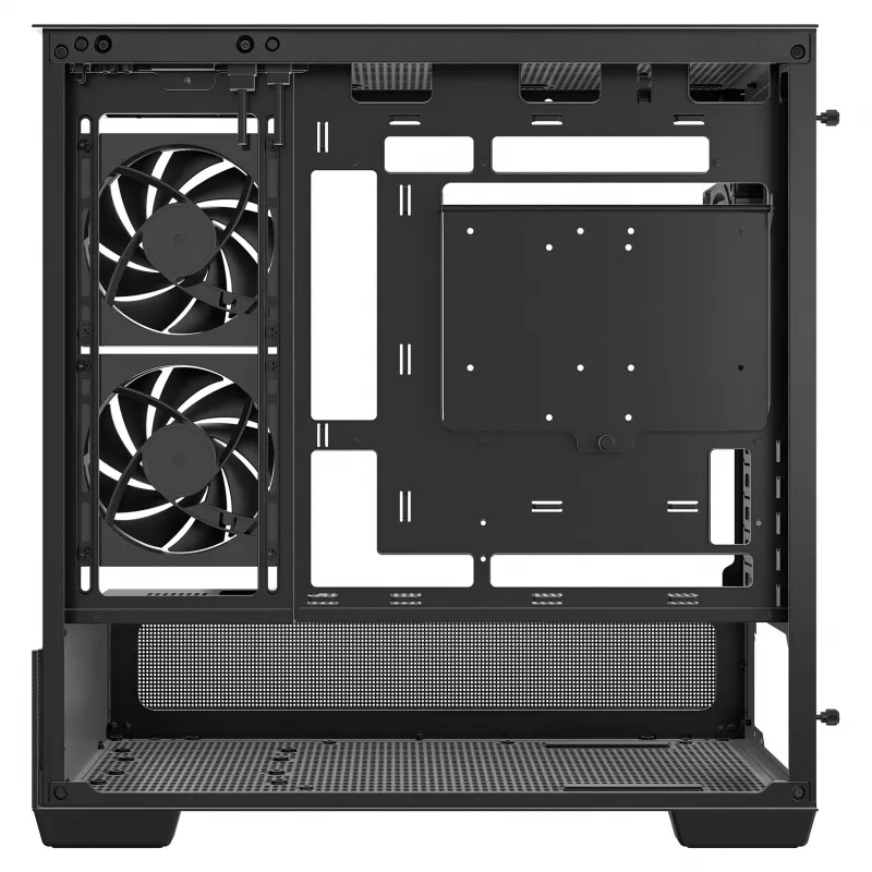 PC korpusas Midi Tower DeepCool CG380 3F – juodas, 235×437×451 mm, su 2x120 mm šoniniais ir 1x120 mm galiniu ventiliatoriumi, maitinimo šaltinis apačioje, 2,5 colio/3,5 colio kietieji diskai