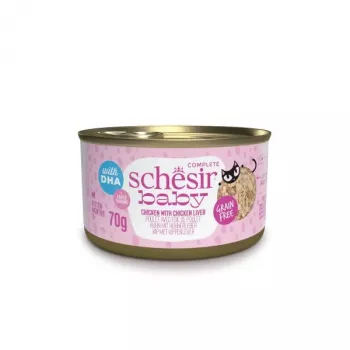 Šlapias kačių ėdalas Agras Pet Foods Schesir Baby in Brühe 70 g – vištiena, be grūdų, jaunoms katėms