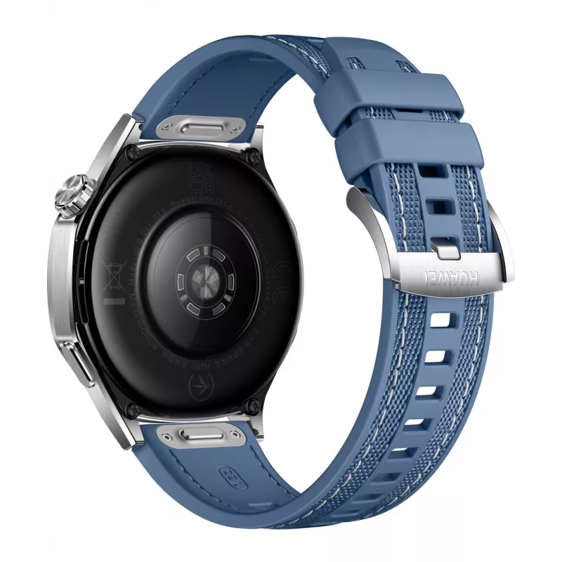 Išmanusis laikrodis HUAWEI WATCH GT5 46mm – 1,43 colio AMOLED ekranas, GPS, 524 mAh baterija, nerūdijančio plieno korpusas, mėlyna austa juosta