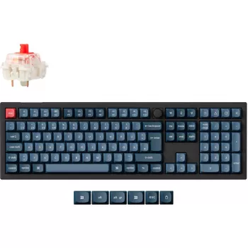 Klaviatūra Keychron V6 Max, juoda/mėlynai pilka, DE išdėstymas, Gateron Jupiter Red, Hot-Swap, RGB