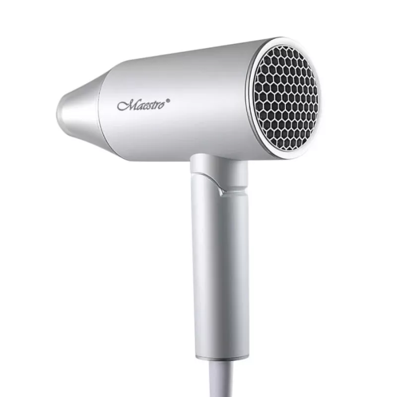 Plaukų džiovintuvas Maestro MR-213 2100W sulankstoma rankena, 2 greičiai, šalto oro pūtimas, dvigubos sienelės koncentratorius, sidabrinis
