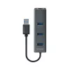 SAVIO USB-A stotelė su RJ-45 Gigabit Ethernet AK-57 — 3× USB-A + RJ-45, USB 3.2 Gen 1 Micro‑B pagrindinis, 5 Gbit/s, 4 prievadai, pilka