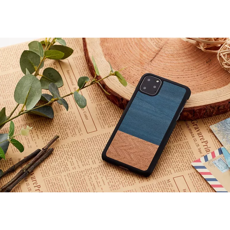 Dėklas iš medžio ir polikarbonato iPhone 11 Pro – džinsinis juodas