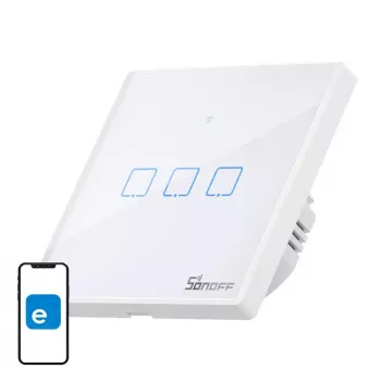 Sieninis išmanusis jungiklis Sonoff T2 EU TX 3 kanalų Wi‑Fi + RF 433 valdymas