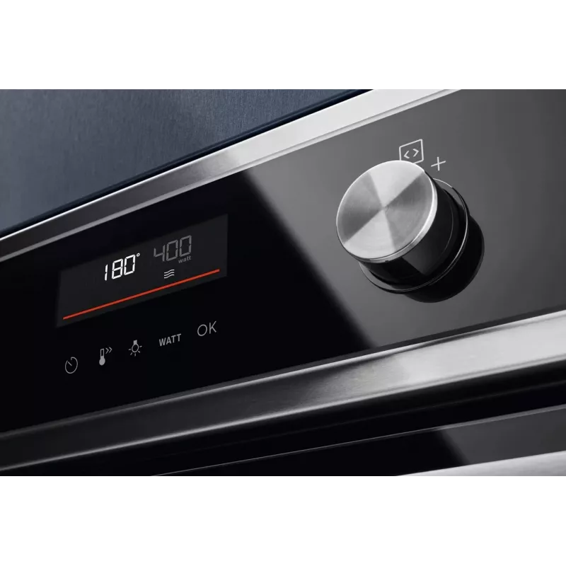 Įmontuojama orkaitė Electrolux EVL6E49X, kompaktiška 45 cm, metalas, juoda, CombiQui