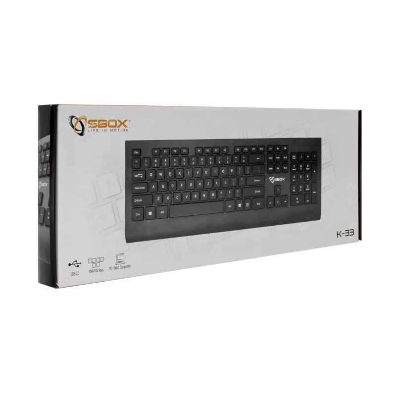 SBOX klaviatūra K-33 JAV išdėstymas su USB ir HDMI prievadais