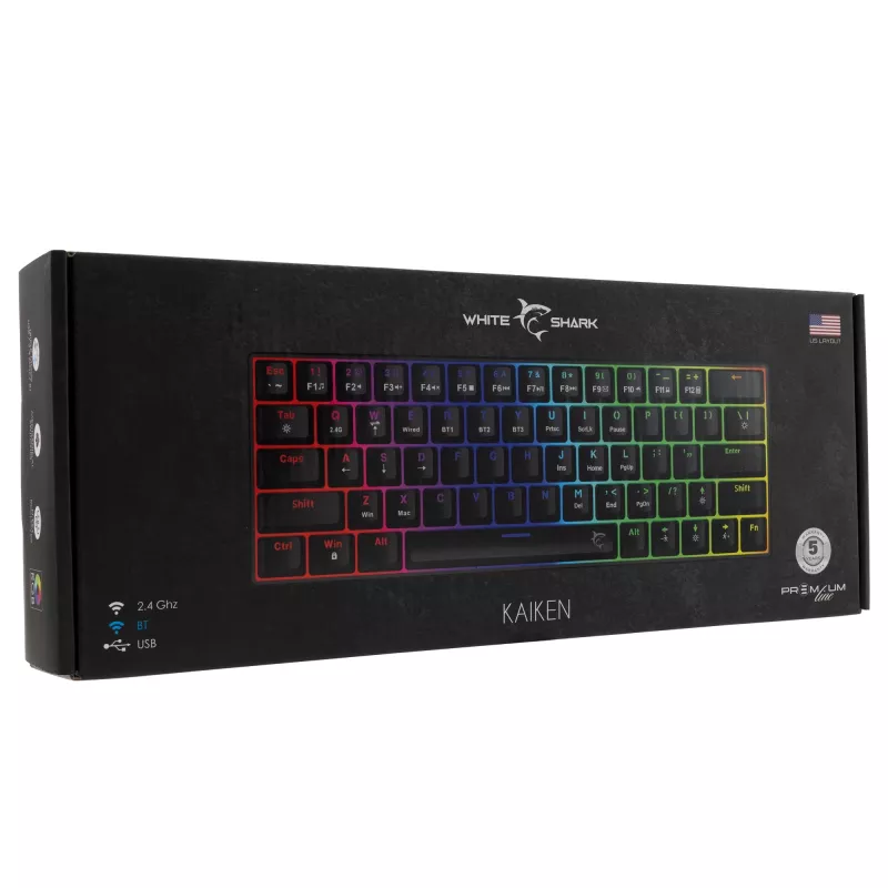 White Shark Kaiken GK-003111 Premium Line mechaninė klaviatūra, raudoni jungikliai, US išdėstymas