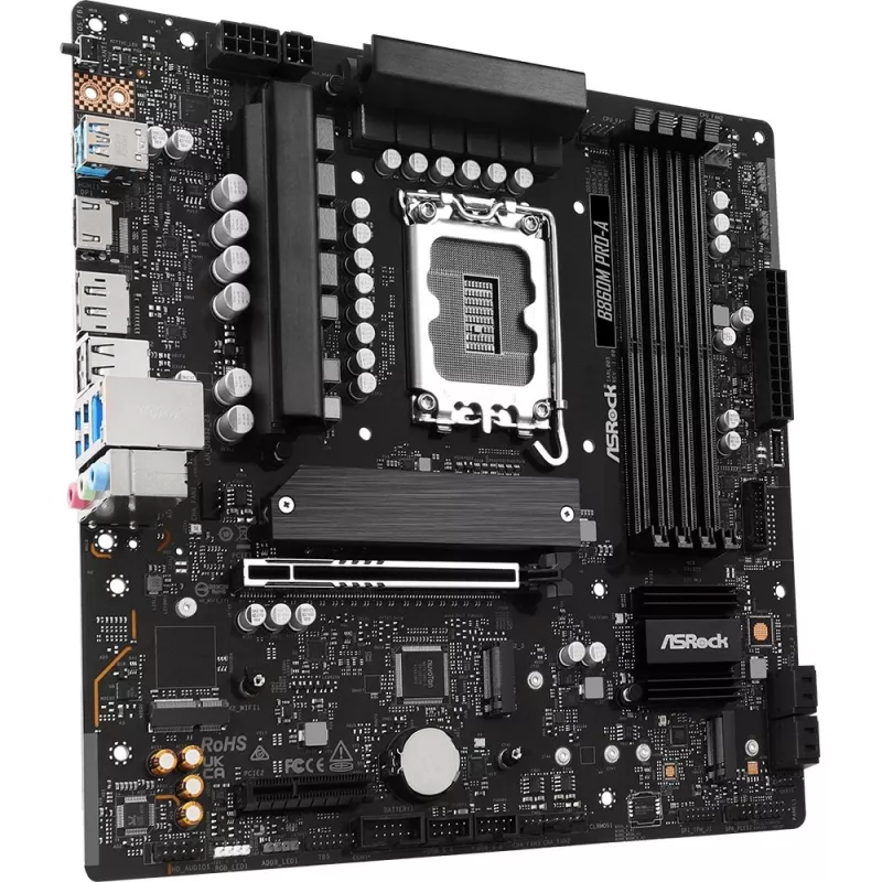 Motininė plokštė ASRock B860M Pro-A micro ATX — Intel B860, LGA 1851, DDR5, 4 DIMM, iki 256 GB, 2.5Gb Ethernet