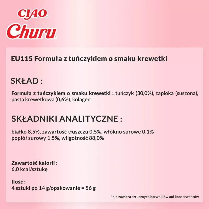 INABA Churu skanėstai katėms su tunu ir krevetėmis 4x14 g