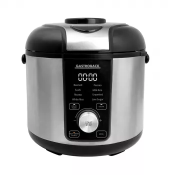 Ryžių virimo aparatas GASTROBACK Rice Control Low Carb & Steam, 3 L, 450 W, juodas/nerūdijantis plienas