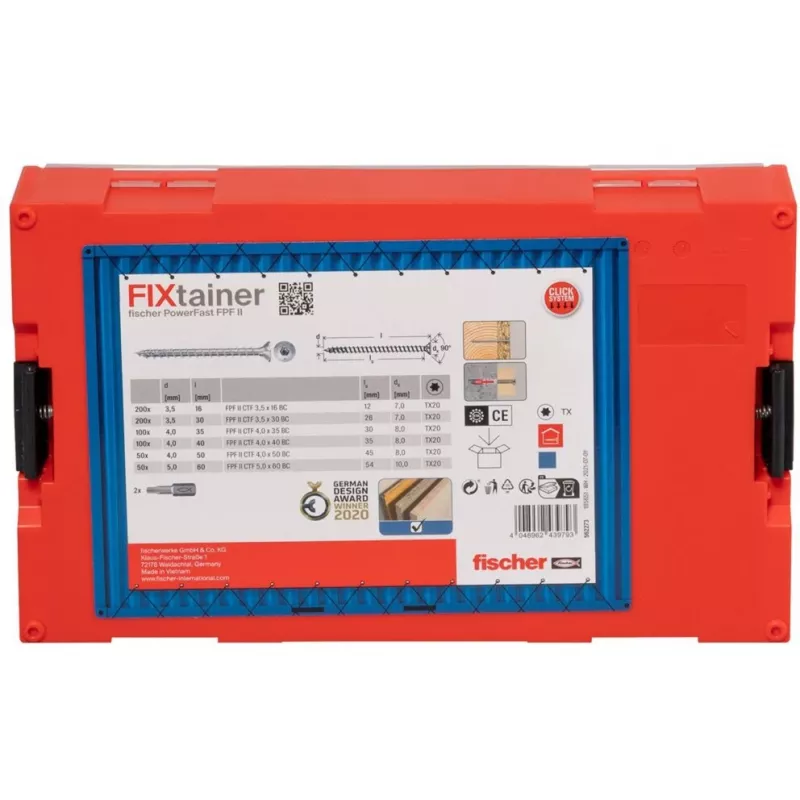 Varžtų rinkinys FISCHER FixTainer PowerFast II, 702 vnt., pilnas sriegis, cinkuoti