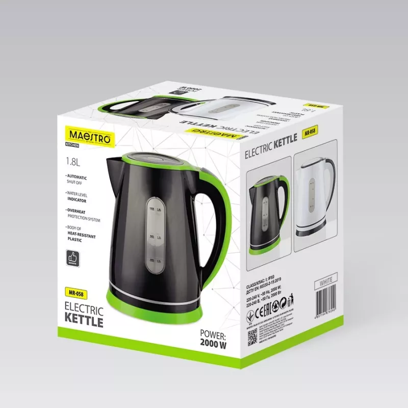 Elektrinis virdulys Maestro MR-058-BLACK – 1,8 l, 2000 W