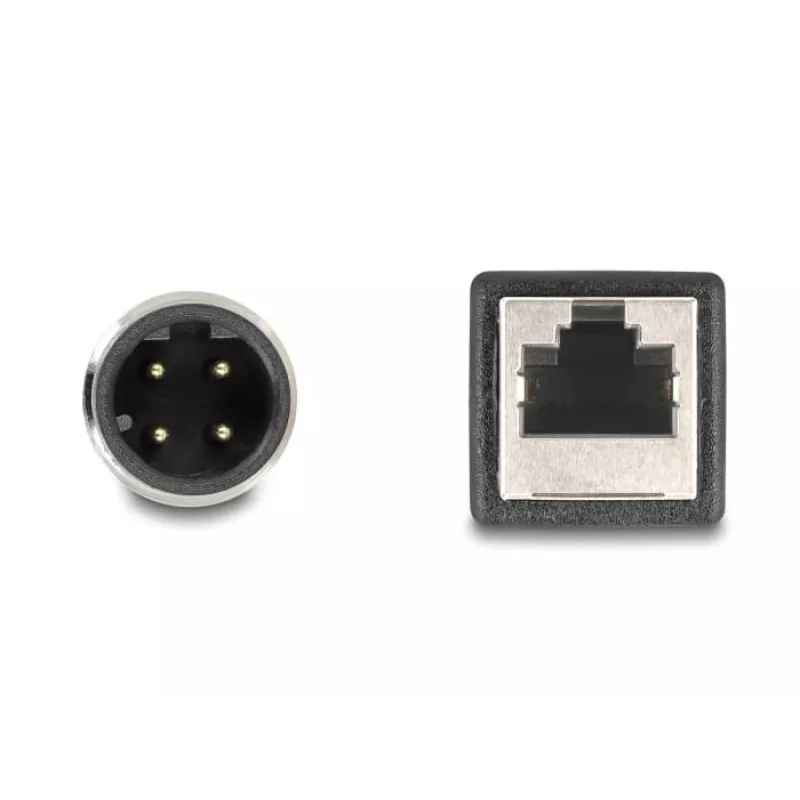 DeLOCK M12 adapterinis kabelis D-coded 4 kontaktų kištukas į RJ45 lizdą 50 cm