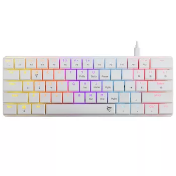 Mechaninė klaviatūra White Shark Nagamaki GK-006211 — kompaktiškas išdėstymas, Red mechaniniai jungikliai, baltas korpusas