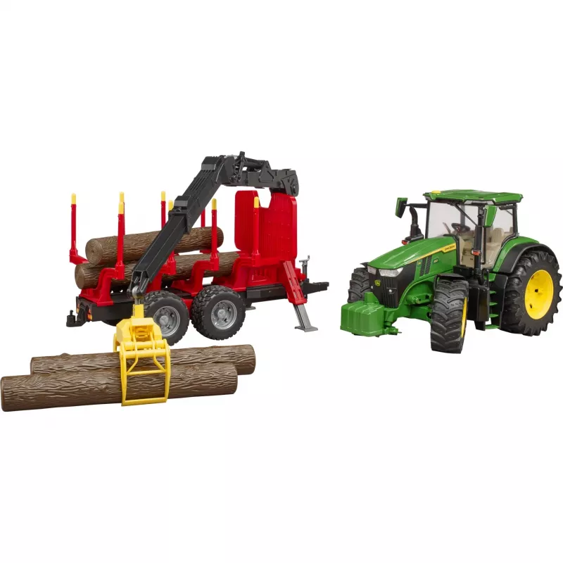 BRUDER John Deere 7R 350 su miško priekaba ir 4 rąstais