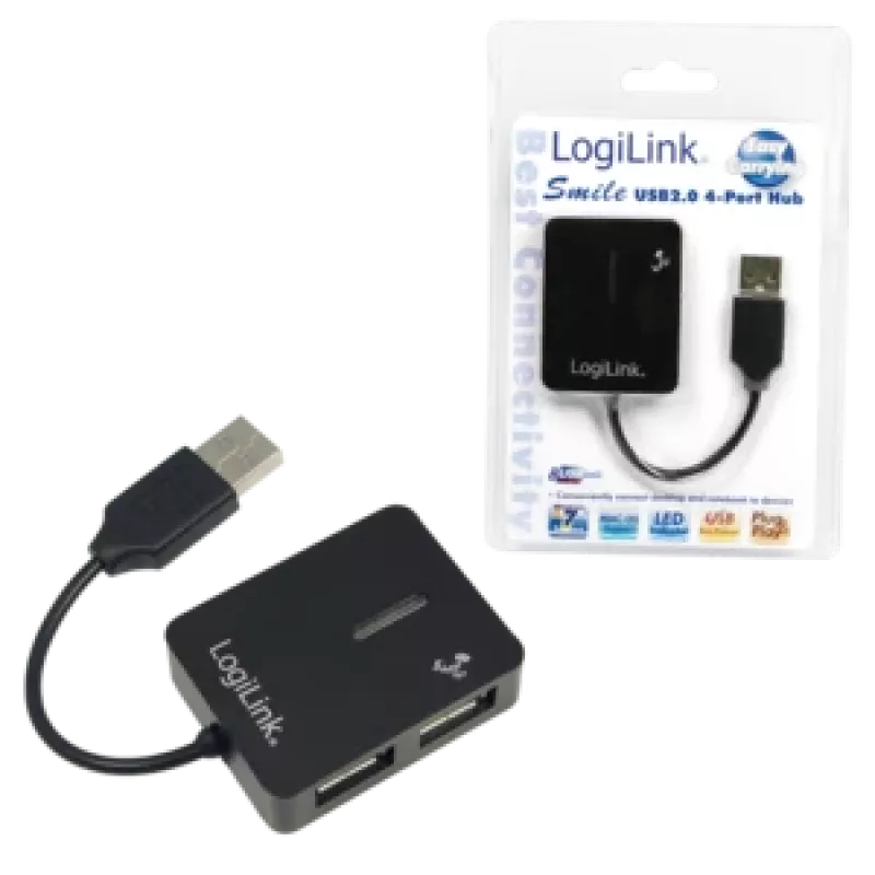 USB šakotuvas LOGILINK UA0139 — 4 prievadai USB 2.0, 480 Mbit/s, juodas
