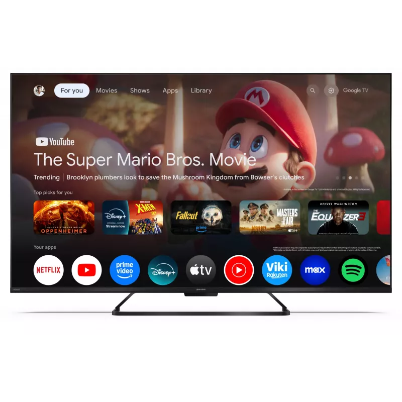 Sharp 55HR7265E 55 colių 4K UHD LED Smart TV su Google TV, juodos spalvos, energijos klasė F