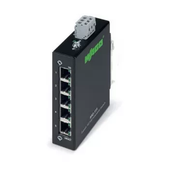 Tinklo jungiklis Wago 852-111 — 5 prievadų Fast Ethernet (10/100), full duplex, 18–30 V DC