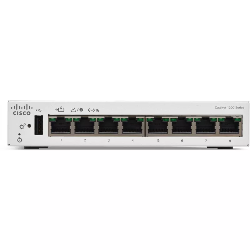 CISCO Catalyst 1200 8 prievadų GE stalinis išplėstinis maitinimo šaltinis PoE įėjimas