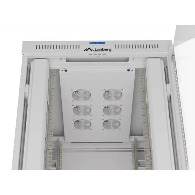 Stovimas serverio stovas LANBERG FF01-8047-12SL 47U 800x1000 mm pilkas su priekinėmis ir galinėmis stiklinėmis durelėmis bei vieta LCD ekranui