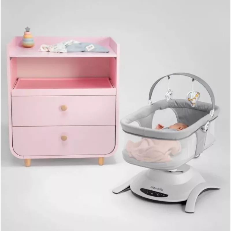 Lionelo Bella Set Grey Concrete – lopšys su siūbavimo funkcija