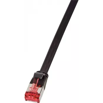 Logilink SlimLine jungiamasis laidas – RJ-45 (vyriškas) į RJ-45 (vyriškas) – 5 m – U/FTP, PiMF – CAT 6 – liejinis, su apsauga nuo užkabinimo, plokščias – juodas (CF2073S)
