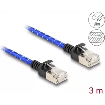 Tinklo kabelis DeLOCK RJ45 Slim 3m Cat6A U/FTP mėlynas