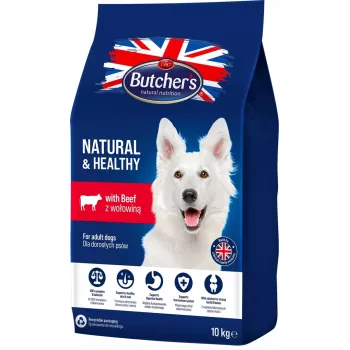 BUTCHER'S Natural&Healthy su jautiena - sausi šunų ėdalai - 10 kg
