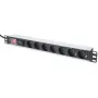DIGITUS aliumininis kištukinis lizdų blokas su jungikliu, 7 saugūs lizdai, 2 m laidas su apsauga nuo viršįtampių