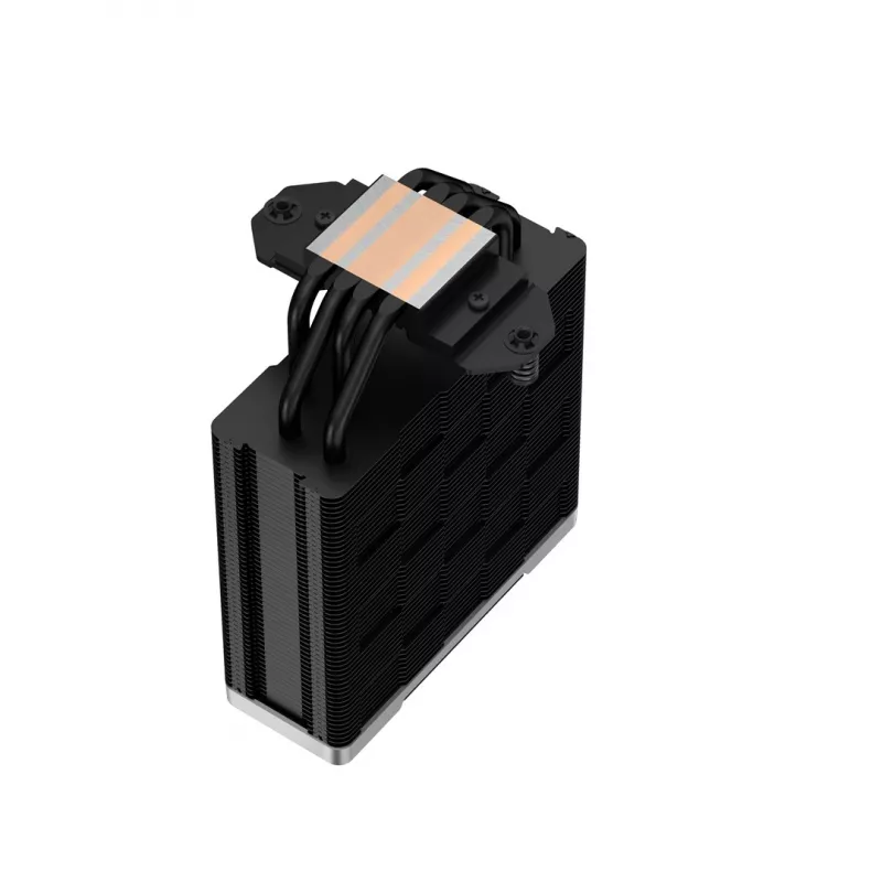 Oro aušintuvas DeepCool AK400 ZERO DARK PLUS — 120 mm FDB ventiliatorius, 4 šilumos vamzdeliai 6 mm, skirtas LGA 1700/AM4/AM5, aukštis 155 mm, juodas