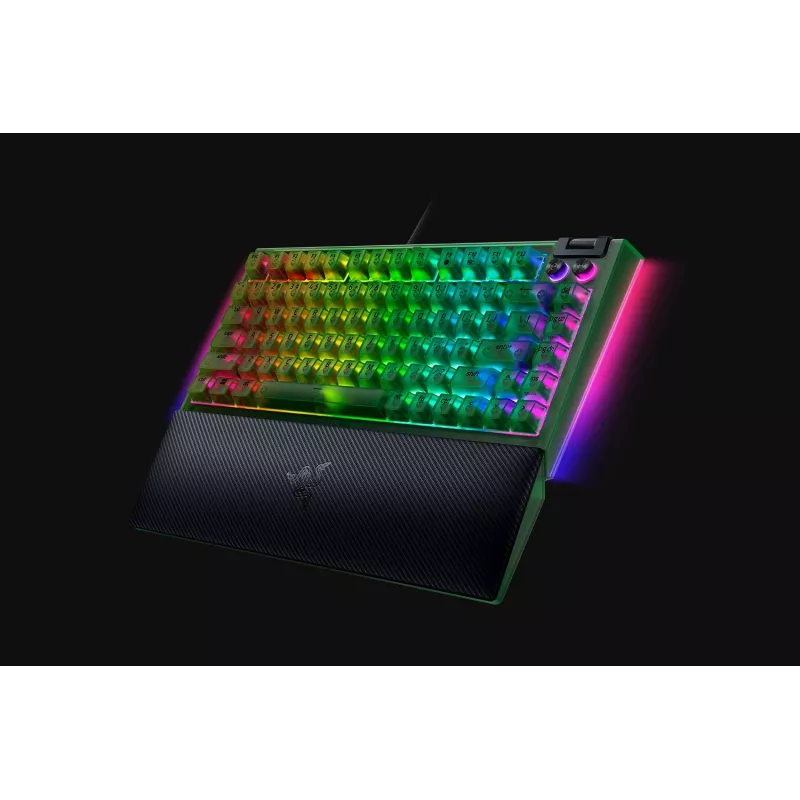 Mechaninė žaidimų klaviatūra Razer BlackWidow V4 75% Phantom Green Edition — laidinė, US išdėstymas, lietiminiai jungikliai