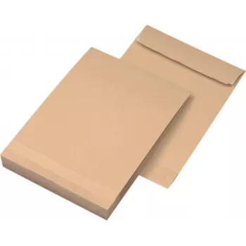 Pašto maišeliai MAILmedia B4 rudi su 4,0 cm šonine kloste, pakuotė po 100 vnt.