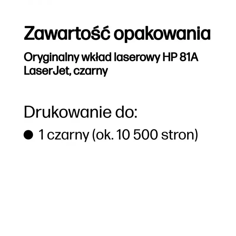 HP 81A Original juodas lazerinio spausdintuvo kasetė, 10500 puslapių, juoda, 1 vnt.