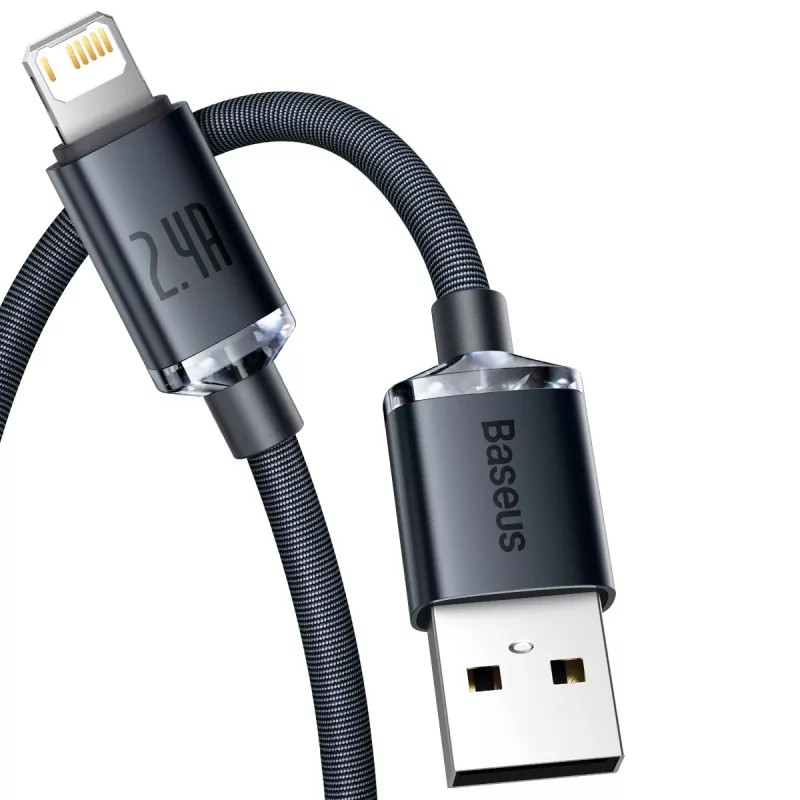 Baseus Crystal Shine USB į Lightning laidas, 2,4A, 2m (juodas)