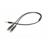 Garso adapteris Gembird CCA-417M 2×3,5 mm kištukas į 3,5 mm lizdą, 0,2 m, juodas