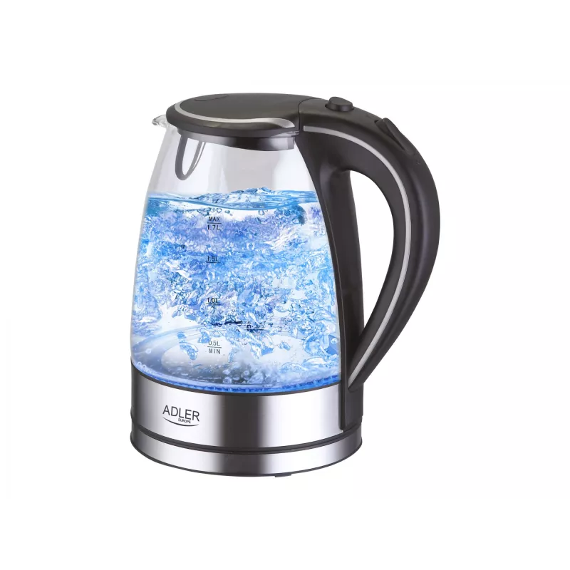 Adler AD 1225 elektrinis virdulys 1,7 L Juodas, Nerūdijantis plienas, Peršviečiamas 2200 W