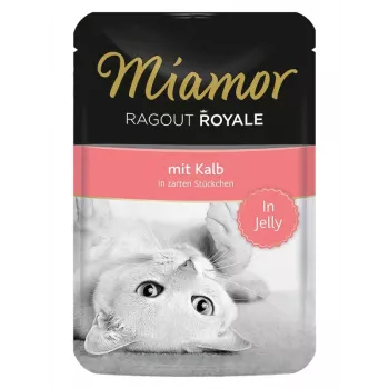 Šlapias kačių ėdalas Miamor Ragout Royale in Jelly 100 g – veršiena, suaugusioms katėms, skardinė