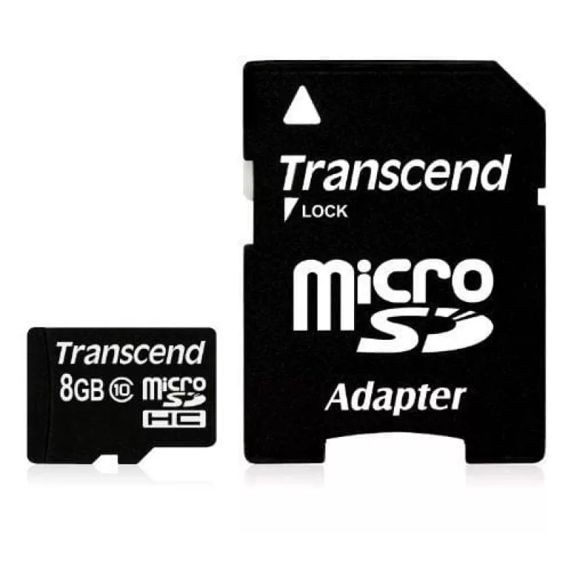 Transcend Premium microSDHC 8 GB atminties kortelė su SD adapteriu