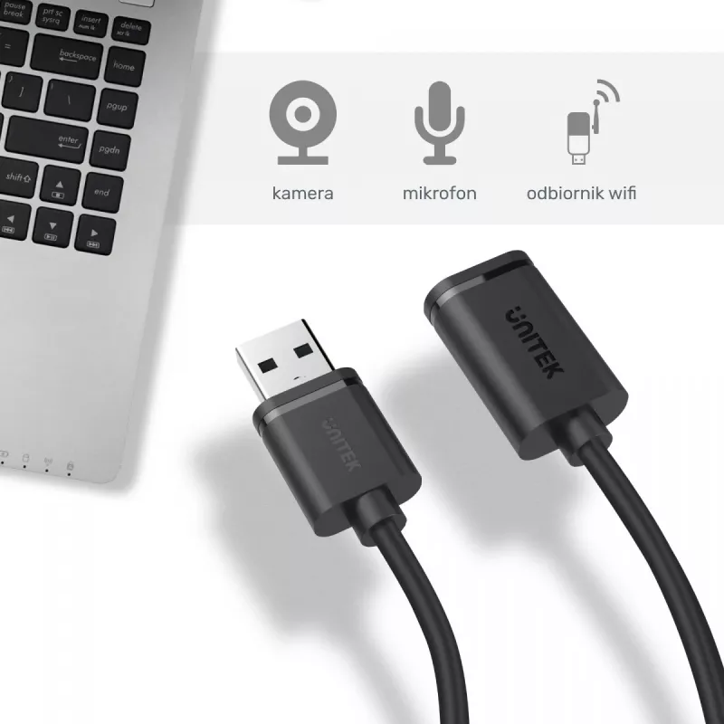 USB laidas UNITEK Y-C447GBK 0,5 m USB 2.0 Juodas