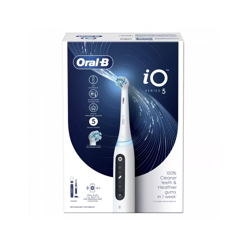 Oral-B IO5 elektrinis dantų šepetėlis su krepšiu Quite White 1 vnt