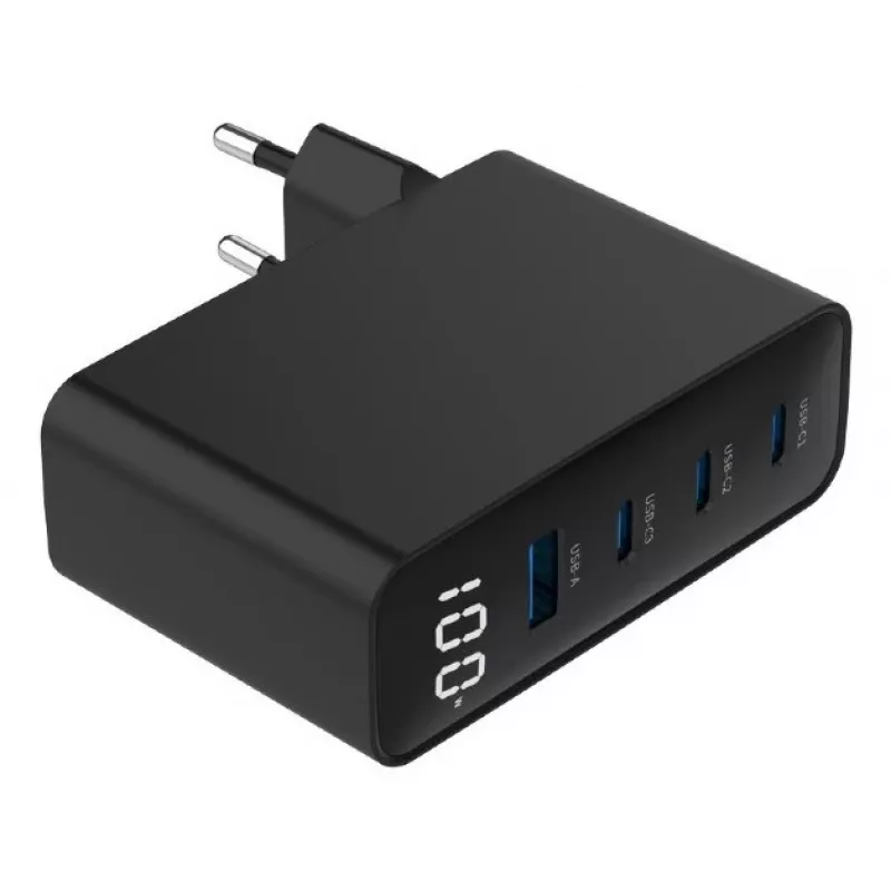 Gembird TA-UC-PDQC100LCD-01-BK greitasis 100 W USB įkroviklis nešiojamam kompiuteriui ir telefonui, juodas