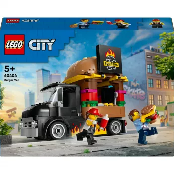 LEGO City Burger Van Maistas Iš Furgono Žaislas 5+ Metų Berniukams Ir Mergaitėms Transporto Priemonės Statybos Rinkinys Su Pardavėjo Minifigūra Ir Aksesuarais