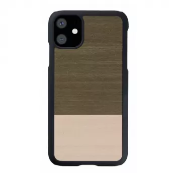 Apsauginis dėklas iPhone 11 man and wood, juodas su natūralios medienos akcentais