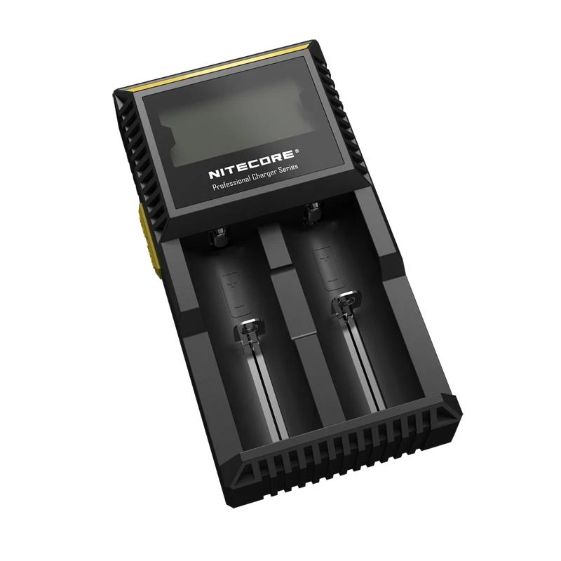 Nitecore D2 įkroviklis – 2 lizdai AA/AAA/AAAA/C baterijoms, 100–240V, 4,2V, juodas